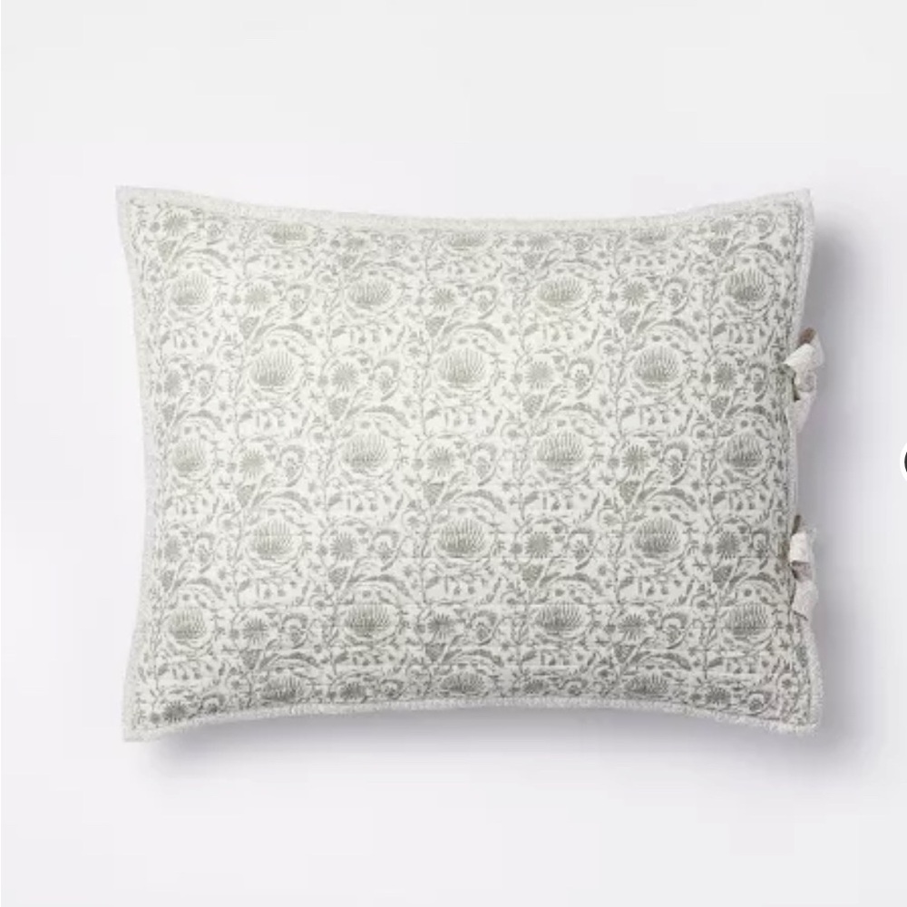 King Decorative Border Cotton Slub Print Quilt Sham  Green – Studio McGee